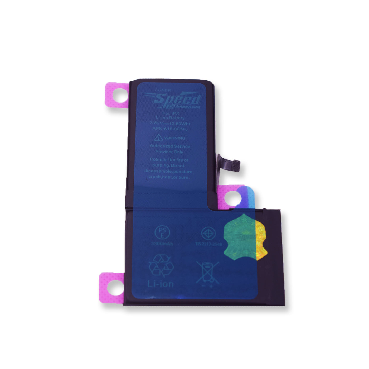 iPhone X | Model A1865 / A1901 / A1902 | SUPER Speed Replacement Battery iPhone X | Model A1865 / A1901 / A1902 | Li-Polymer | 3300mAh High-Capacity Rechargeable Battery (Original 2716mAh)